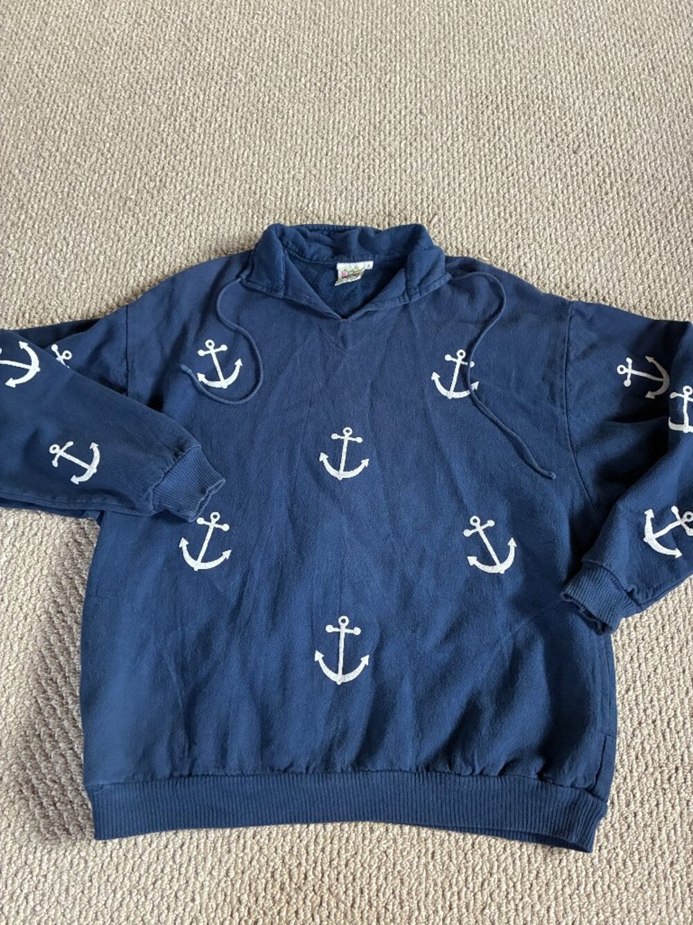 Vintage Anchor WEK Enterprises Large Women's Sweatshirt Beach Yacht Navy